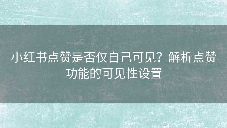 小红书点赞是否仅自己可见？解析点赞功能的可见性设置