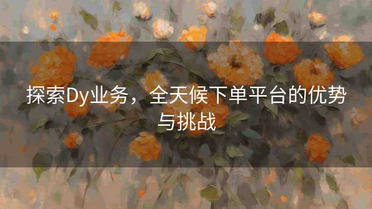 探索Dy业务，全天候下单平台的优势与挑战