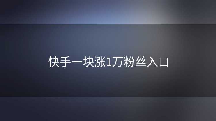 快手一块涨1万粉丝入口