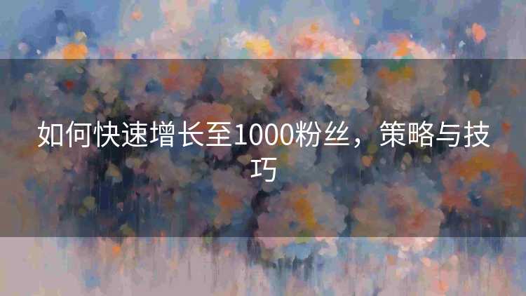 如何快速增长至1000粉丝，策略与技巧