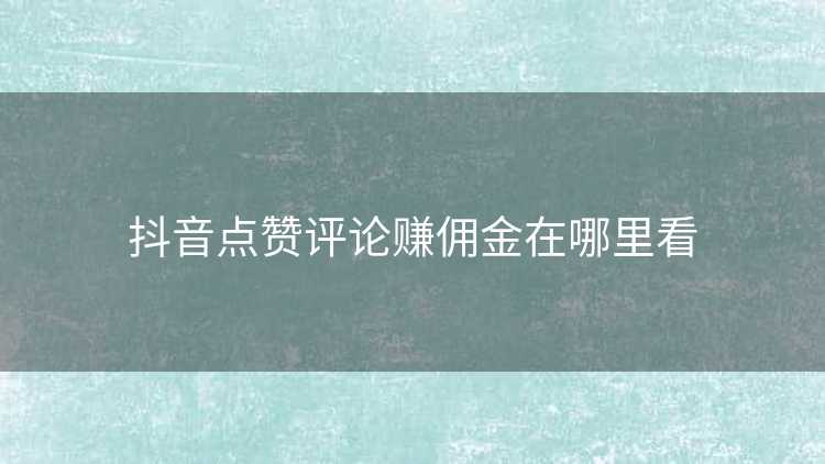 抖音点赞评论赚佣金在哪里看