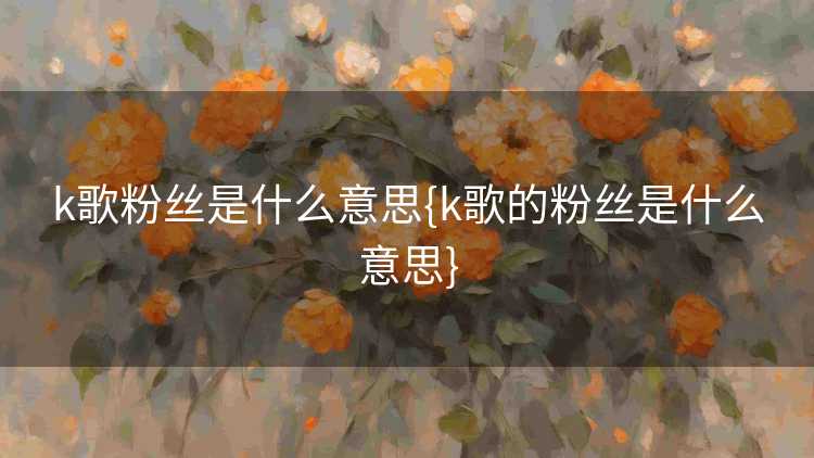 k歌粉丝是什么意思{k歌的粉丝是什么意思}