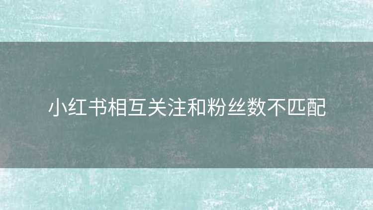 小红书相互关注和粉丝数不匹配