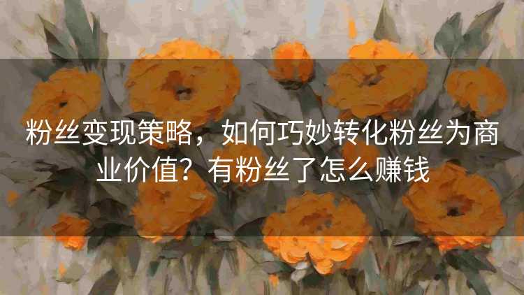 粉丝变现策略，如何巧妙转化粉丝为商业价值？有粉丝了怎么赚钱