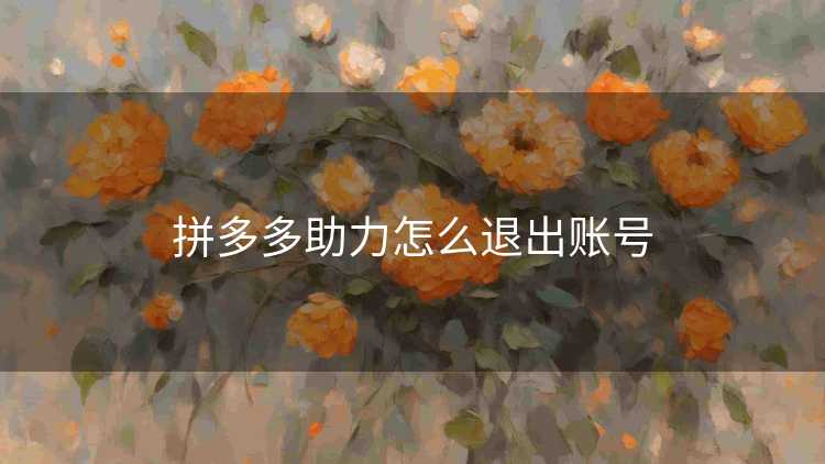 拼多多助力怎么退出账号