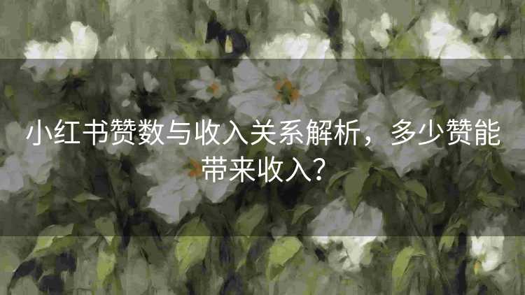小红书赞数与收入关系解析，多少赞能带来收入？