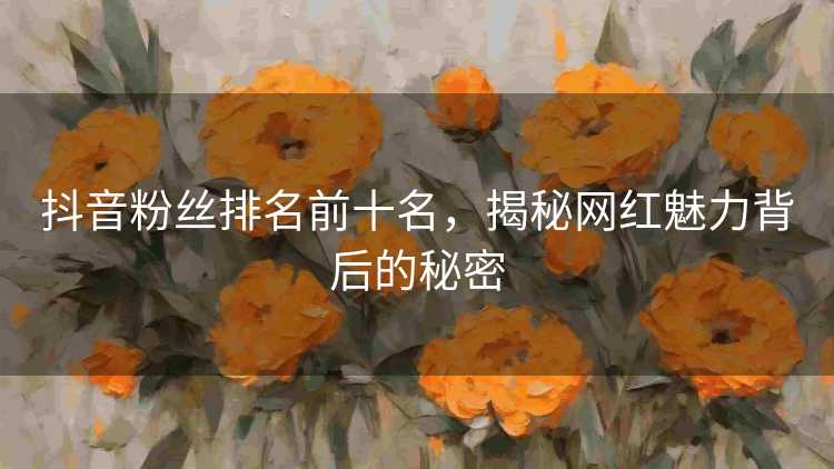 抖音粉丝排名前十名，揭秘网红魅力背后的秘密