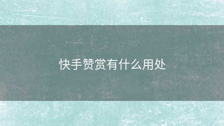 快手赞赏有什么用处