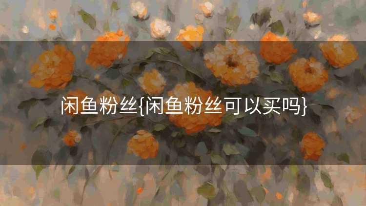 闲鱼粉丝{闲鱼粉丝可以买吗}