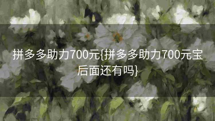 拼多多助力700元{拼多多助力700元宝后面还有吗}
