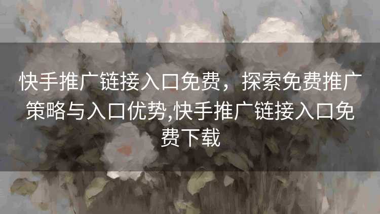 快手推广链接入口免费，探索免费推广策略与入口优势,快手推广链接入口免费下载