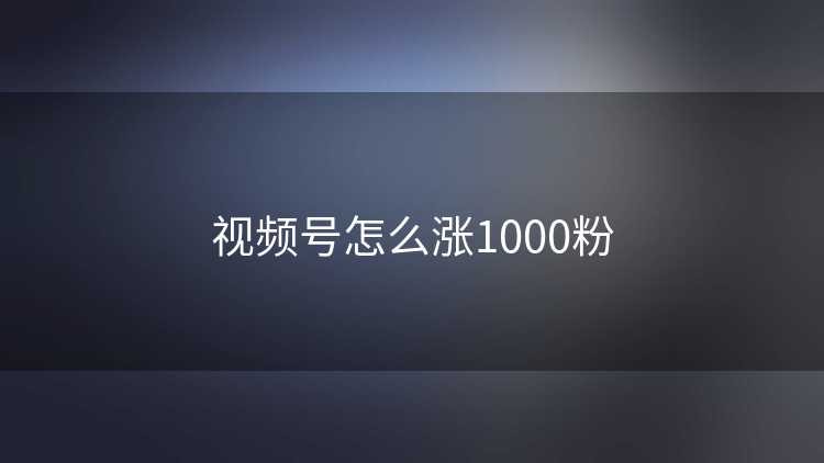 视频号怎么涨1000粉