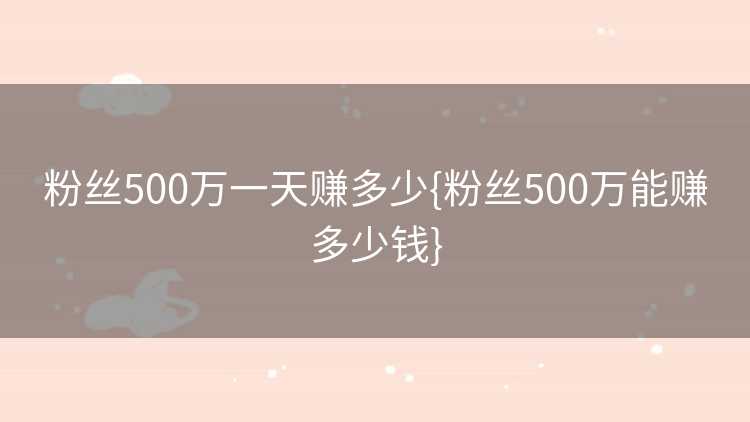 粉丝500万一天赚多少{粉丝500万能赚多少钱}