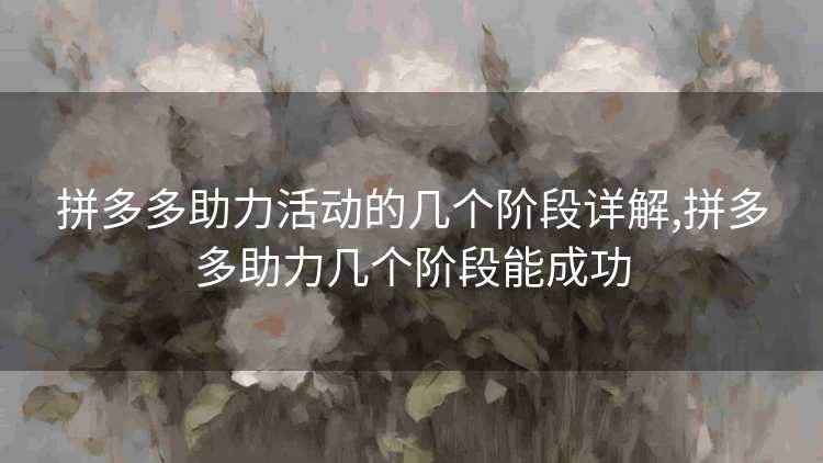 拼多多助力活动的几个阶段详解,拼多多助力几个阶段能成功