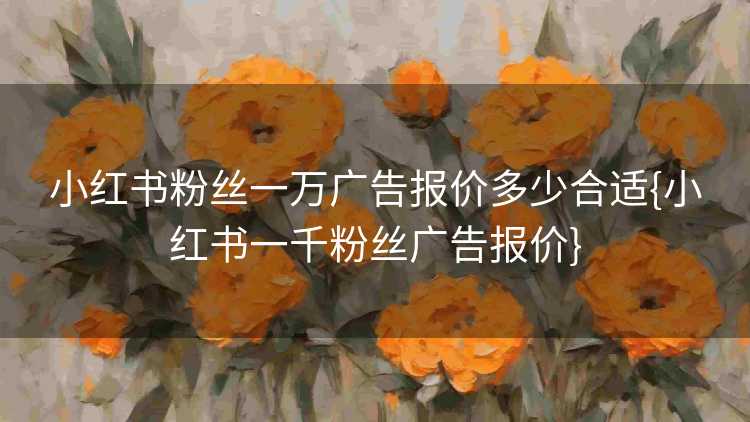 小红书粉丝一万广告报价多少合适{小红书一千粉丝广告报价}