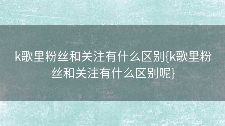 k歌里粉丝和关注有什么区别{k歌里粉丝和关注有什么区别呢}