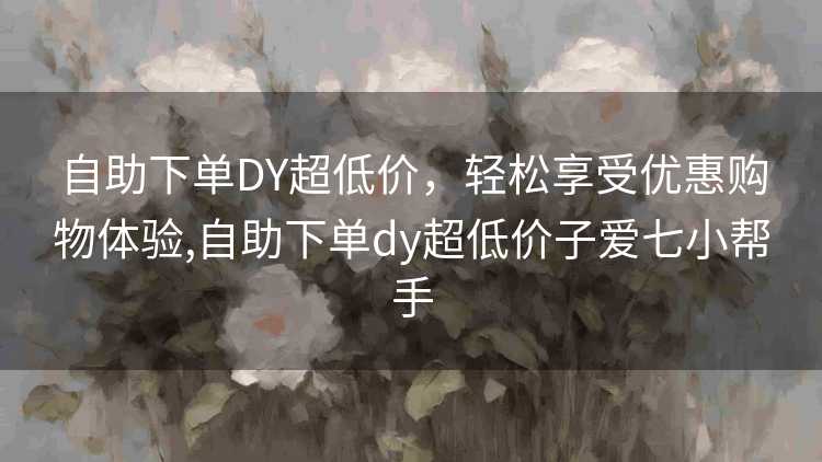 自助下单DY超低价，轻松享受优惠购物体验,自助下单dy超低价子爱七小帮手