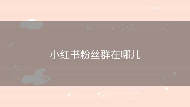 小红书粉丝群在哪儿