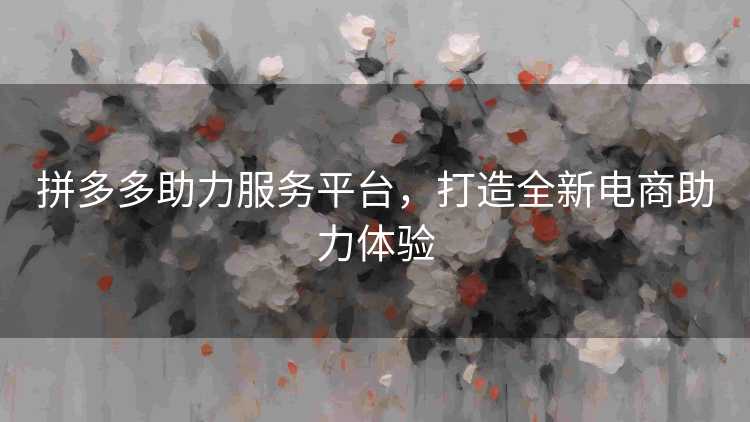 拼多多助力服务平台，打造全新电商助力体验