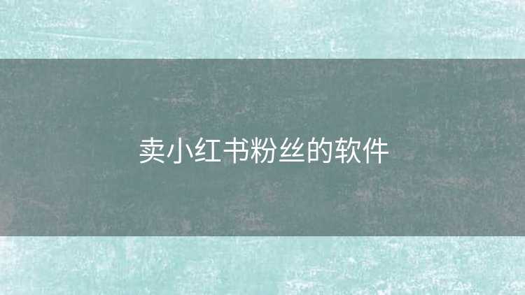 卖小红书粉丝的软件