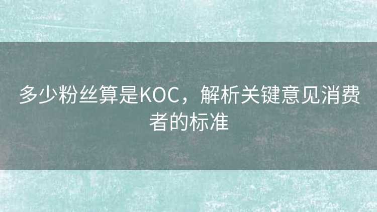 多少粉丝算是KOC，解析关键意见消费者的标准