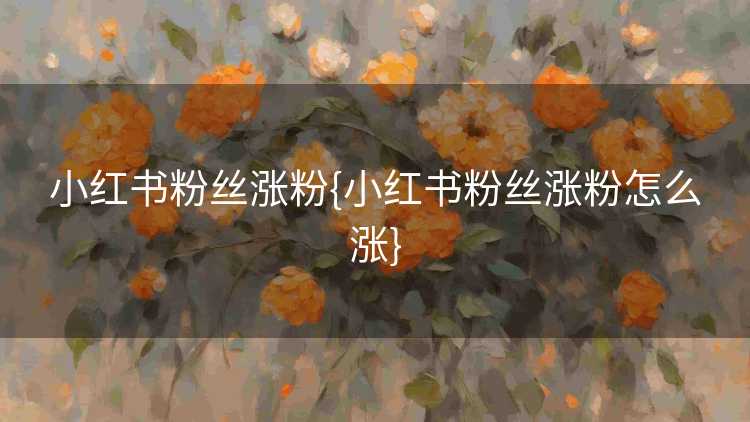 小红书粉丝涨粉{小红书粉丝涨粉怎么涨}