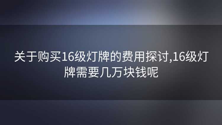 关于购买16级灯牌的费用探讨,16级灯牌需要几万块钱呢