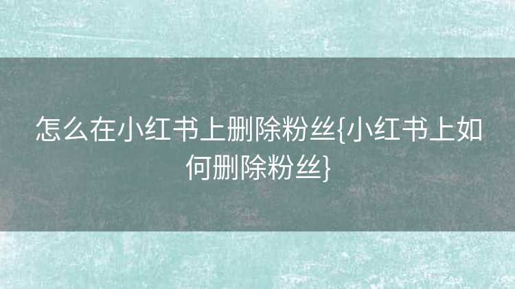 怎么在小红书上删除粉丝{小红书上如何删除粉丝}