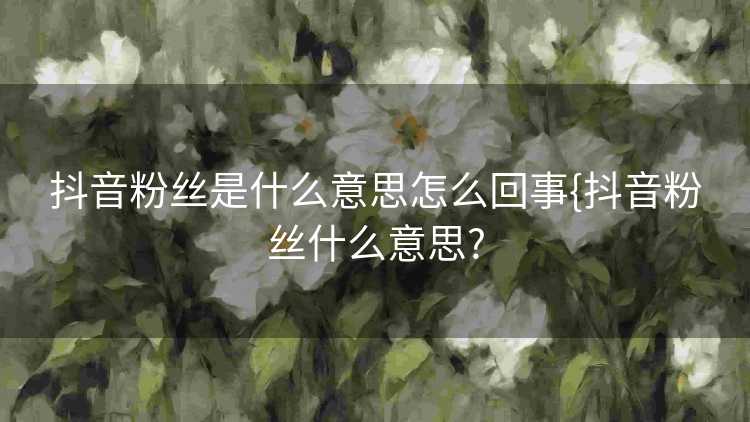 抖音粉丝是什么意思怎么回事{抖音粉丝什么意思?