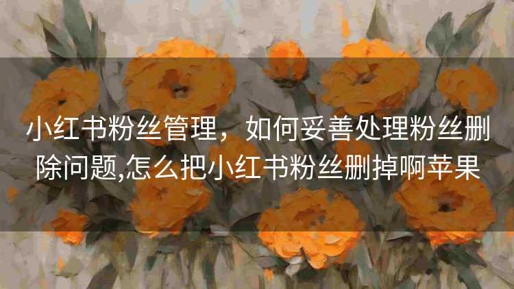 小红书粉丝管理，如何妥善处理粉丝删除问题,怎么把小红书粉丝删掉啊苹果