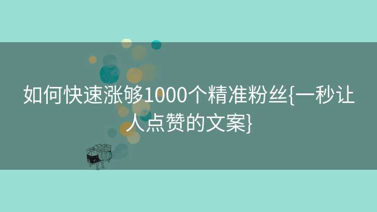 如何快速涨够1000个精准粉丝{一秒让人点赞的文案}