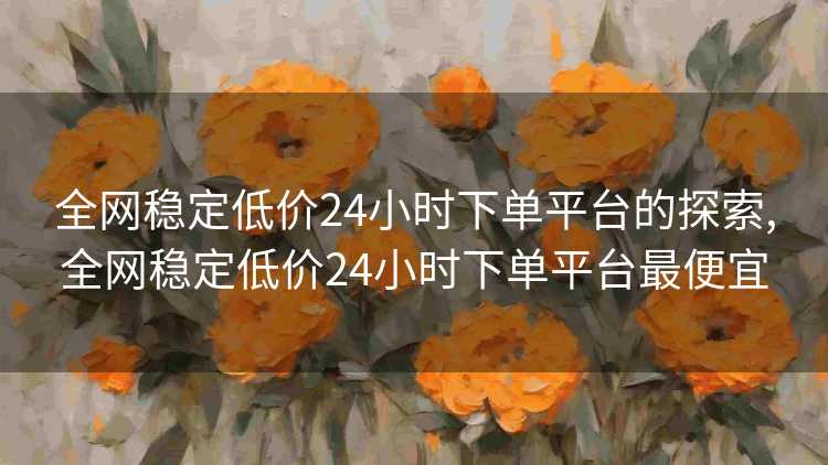 全网稳定低价24小时下单平台的探索,全网稳定低价24小时下单平台最便宜