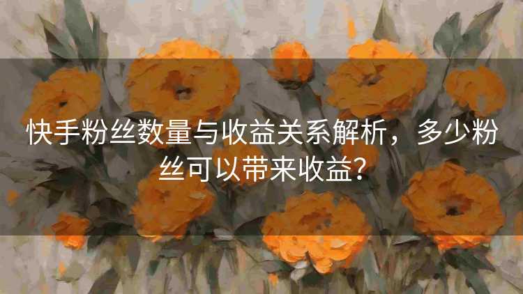 快手粉丝数量与收益关系解析，多少粉丝可以带来收益？