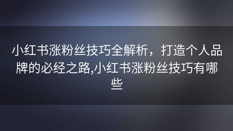小红书涨粉丝技巧全解析，打造个人品牌的必经之路,小红书涨粉丝技巧有哪些