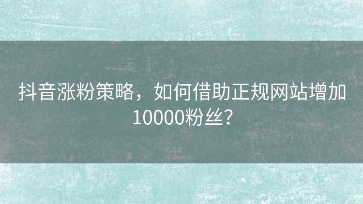 抖音涨粉策略，如何借助正规网站增加10000粉丝？
