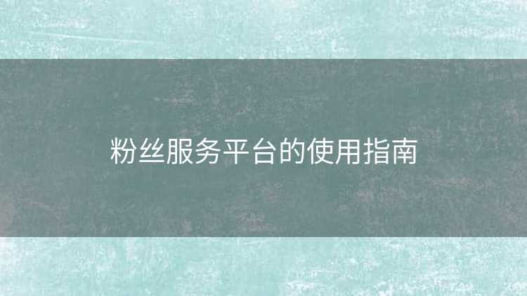 粉丝服务平台的使用指南