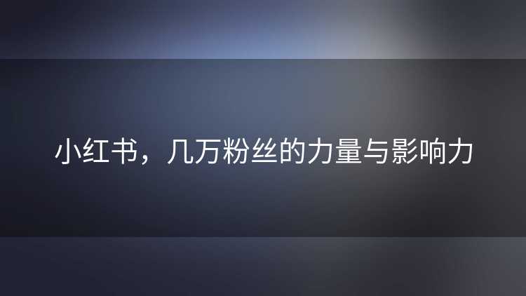 小红书，几万粉丝的力量与影响力