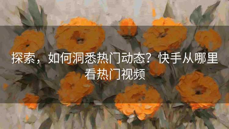探索，如何洞悉热门动态？快手从哪里看热门视频