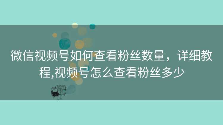 微信视频号如何查看粉丝数量，详细教程,视频号怎么查看粉丝多少