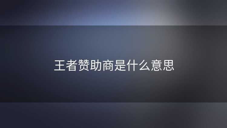 王者赞助商是什么意思