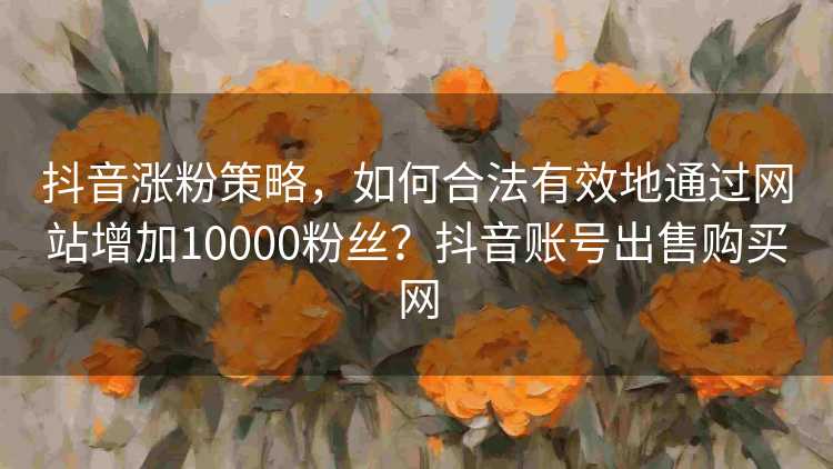 抖音涨粉策略，如何合法有效地通过网站增加10000粉丝？抖音账号出售购买网
