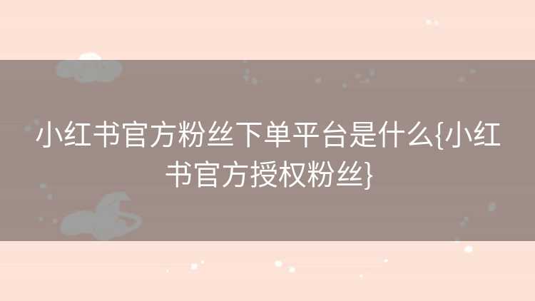 小红书官方粉丝下单平台是什么{小红书官方授权粉丝}