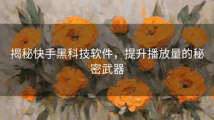 揭秘快手黑科技软件，提升播放量的秘密武器