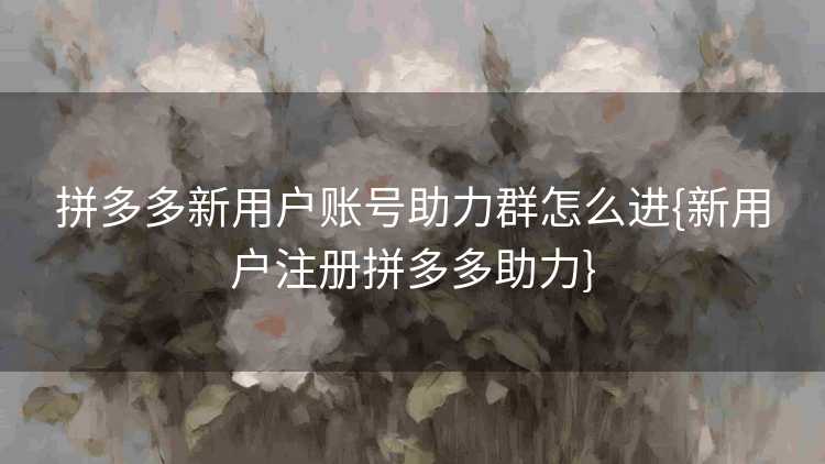 拼多多新用户账号助力群怎么进{新用户注册拼多多助力}