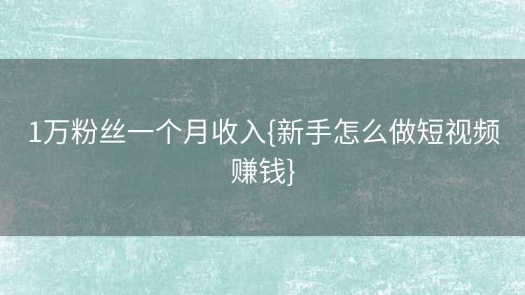 1万粉丝一个月收入{新手怎么做短视频赚钱}