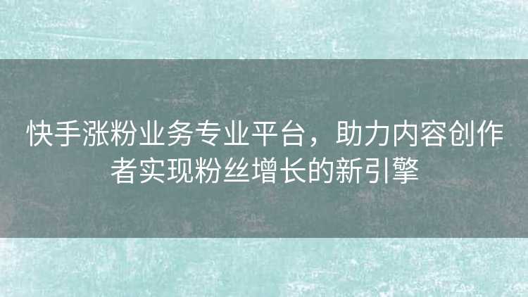 快手涨粉业务专业平台，助力内容创作者实现粉丝增长的新引擎