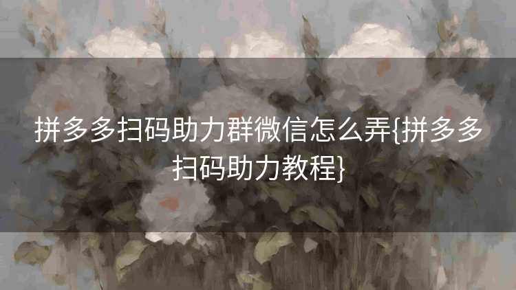 拼多多扫码助力群微信怎么弄{拼多多扫码助力教程}