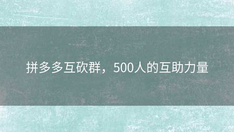 拼多多互砍群，500人的互助力量