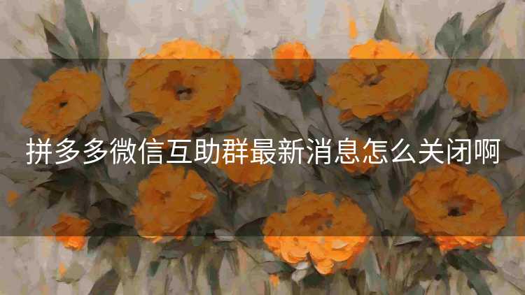拼多多微信互助群最新消息怎么关闭啊